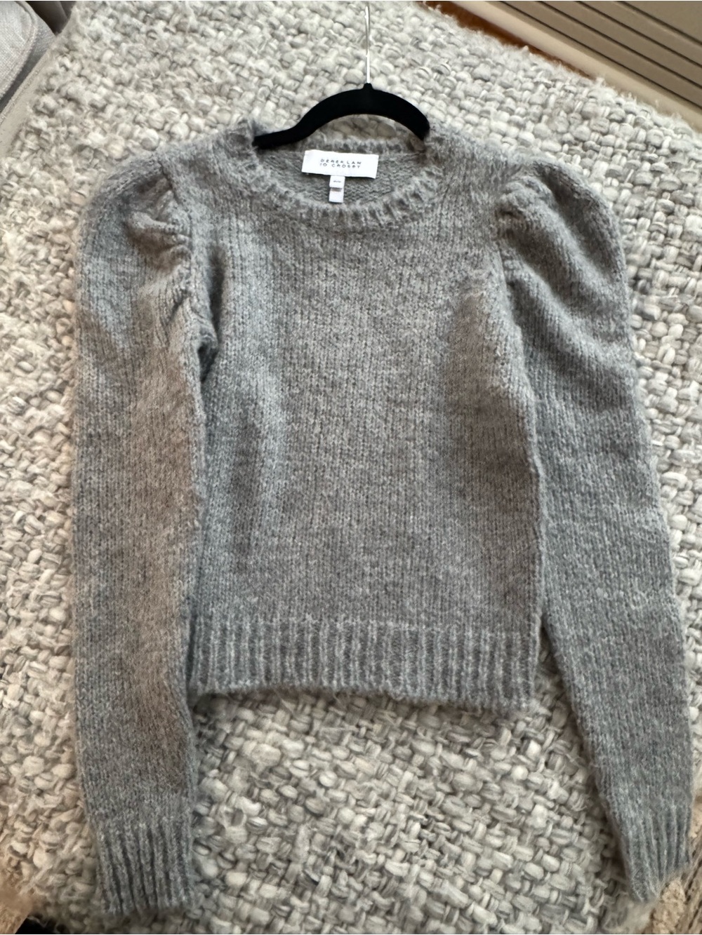 Derek Lam Heather Gray Puff-Sleeve Crewneck Sweater
